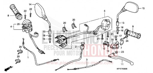 LEVIER DE GUIDON/COMMUTATEUR/CABLE (CBR125R/RS/RW5/RW6/RW8) CBR125RS6 de 2006